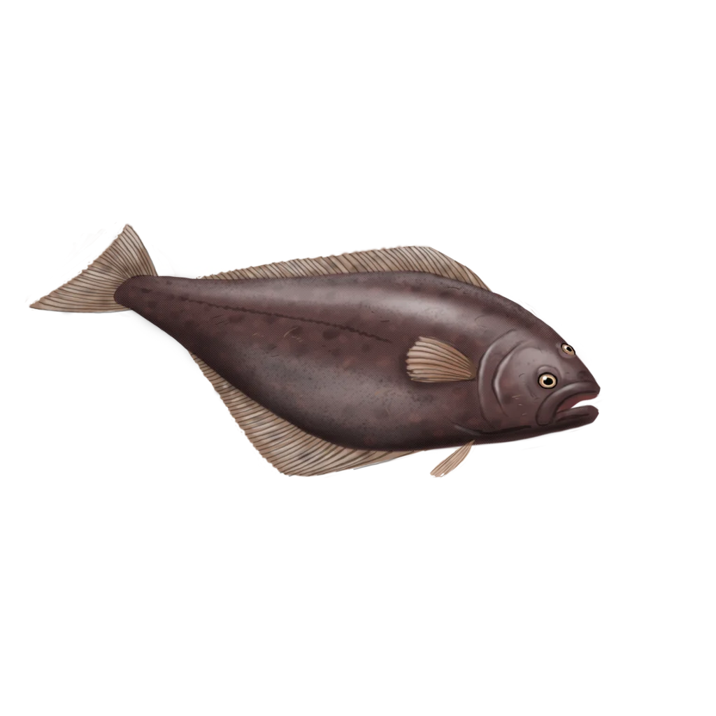 Colour illustration of an Atlantic halibut.
