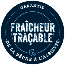 Fraîcheur traçable. "Garantie de la pêche à l'assiette" logo